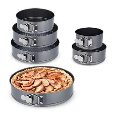 Imagen de Relaxdays Set Moldes Bizcocho, 6 Bizcocheras Redondas, 14/18/20/24/26/28 cm, Acero Inoxidable, Antiadherentes, Antracita