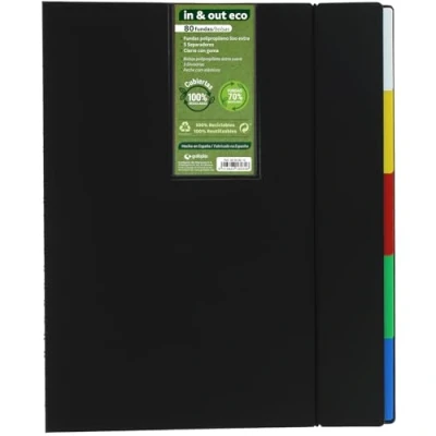 Imagen de Grafoplás Carpeta de Fundas Extraibles a4 In&amp;Out ECO 80 Extra Recicladas 70% Tapas Rígidas 100% Cambio Rápido y Práctico Incluye 5 Separadores Guía Cierre Gomas