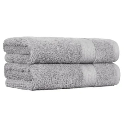 Imagen de Amazon Basics paquete de 2 Toallas mano, resistentes a la decoloración, 100 % algodón, suaves, absorbentes, (50 x cm), Gris