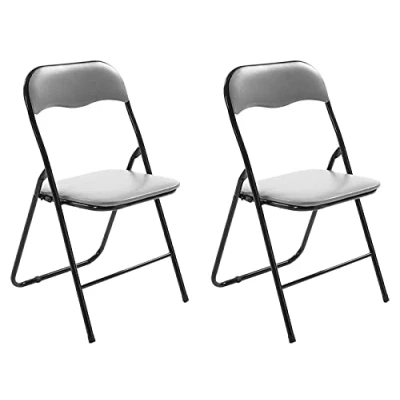 Imagen de CLP Set De 2 Sillas Plegables Felix con Estructura Metal I Juego Conferencia Acolchada &amp; Plegable, Color:Gris/Negro