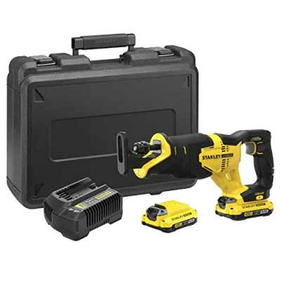 Imagen de STANLEY FATMAX Sierra sable V20 Litio 18V, Velocidad hasta 3000 cpm, longitud de carrera 25mm, incluye 2 baterías 2Ah, cargador y maletín, SFMCS300D2K QW