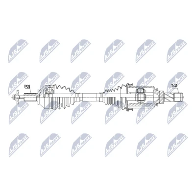 Imagen de NTY NPW ME 195 Árbol de Transmisión Eje trasero izquierda 503mm automática