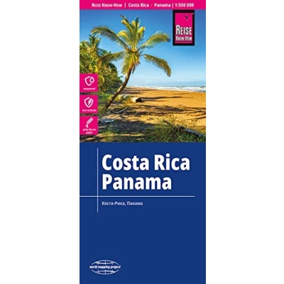 Imagen de Costa Rica Panama, mapa de carreteras impermeable. Escala 1:550.000. Reise Know How.: Kartenbild 2seitig. Exakte Höhenlinien. Höhenschichten Relief. ... Ortsindex (Costa / Panama (1:550.000))