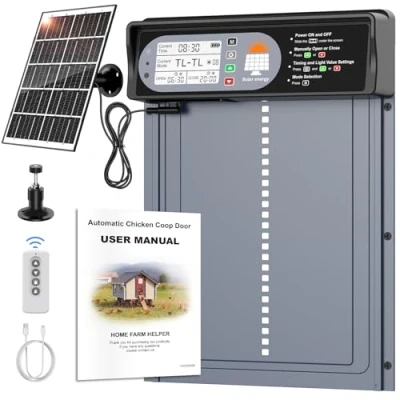 Imagen de 2024 New Automático de Puerta gallinero con Pantalla, CHAMUTY Automatica Temporizador, Control Remoto, Aluminio, Puertas automaticas para