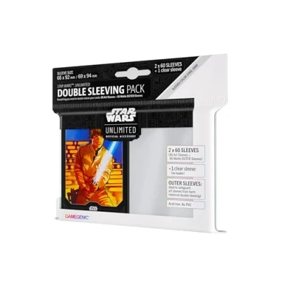 Imagen de Gamegenic Star Wars Unlimited Art Sleeves Double Luke Skywalker Pack de 60 Fundas Ilustradas con Diseño Oficial + Externas Mate y 1 Funda Transparente Optimizado para Was