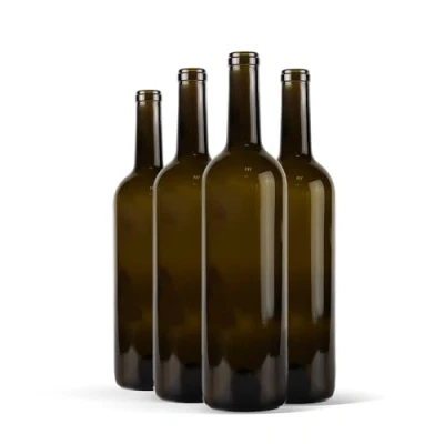 Imagen de WYSKONT Burdeos tipo botella de vino vacía para cerveza, almacenamiento bebidas, decoración servir, bordole cristal verde oliva, 0,75 l, capacidad 7,4 x 29,3 cm, 1 juego 24 botellas
