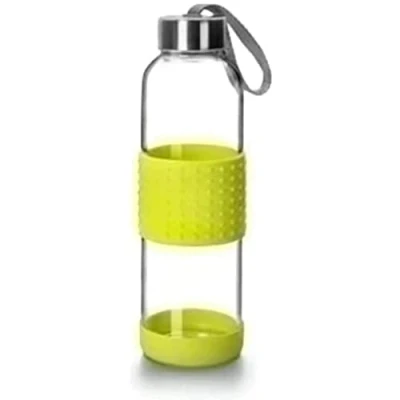 Imagen de IBILI Botella de vidrio sky 500 ml verde, Borosilicato, Reutilizable, protector anti golpes