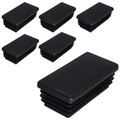 Imagen de SKIR&#039;CO 6 tapones rectangulares de plástico 30 x 60 mm, tapas tubo mate, insertos rectangulares, para postes valla, color negro RAL 9005