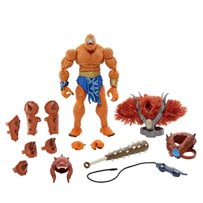 Imagen de Masters of the Universe Masterverse Beast Man Grande Figura de acción articulada con accesorios, juguete +6 (Mattel HGW41)