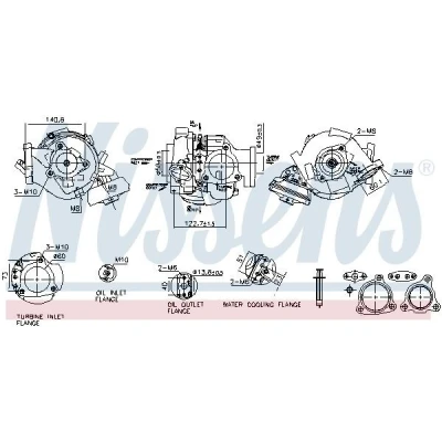 Imagen de NISSENS 93680 Turbocompresor de gases escape refrigerado con aceite, rerigerado por agua neumático