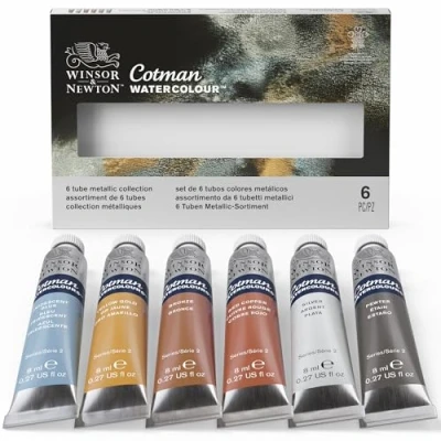 Imagen de Winsor &amp; Newton acuarela Cotman Metallics Set de 6 tubos 8ml colores metálicos , metálica, metálica
