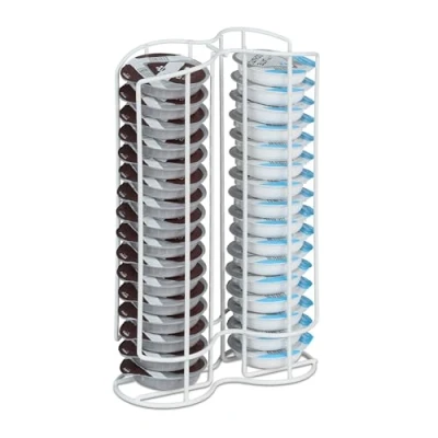 Imagen de Relaxdays Kapselhalter für Kapseln Compatible con Tassimo, Soporte para 32, dispensador de cápsulas, 29 x 18 8,5 cm, Color Blanco, 100% Hierro, 29x18x8,5 cm