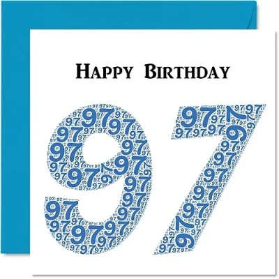 Imagen de Divertidas tarjetas de cumpleaños 97 para hombres, Shapecloud Tarjeta feliz abuelo abuelo, niñera, abuela, papá, mamá, felicitación 145 mm x