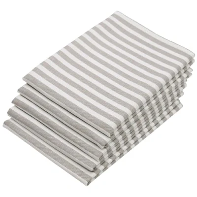 Imagen de ZOLLNER Juego de 5 paños Cocina algodón en 50x70 cm Muy absorbentes y duraderos Lavables hasta 60C Rayas Grises Calidad hostelería Certificado Oeko Tex®