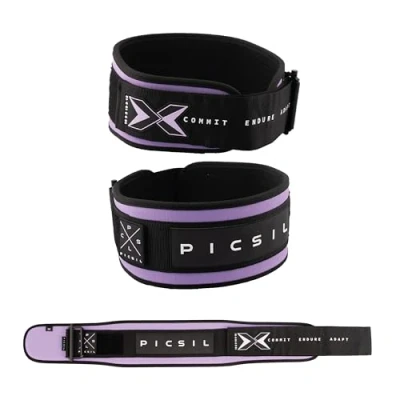 Imagen de Picsil Cinturón Lumbar para Levantamiento de Pesas, Ideal Sentadillas, Peso Muerto, Zancadas, Personalizable con Espacio Parches, 6 Colores, 4 Tallas (Amethyst, M)