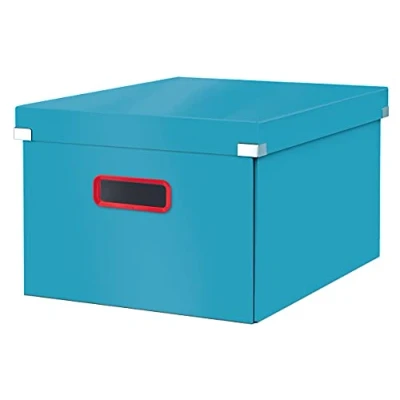 Imagen de Leitz, Caja Mediana de Almacenaje Click and Store, Archivadora Plegable con Tapa, Cartón Duro Primera Calidad para tu Hogar y Oficina, Gama Cosy, Azul Sereno, 53480061, Tamaño A4