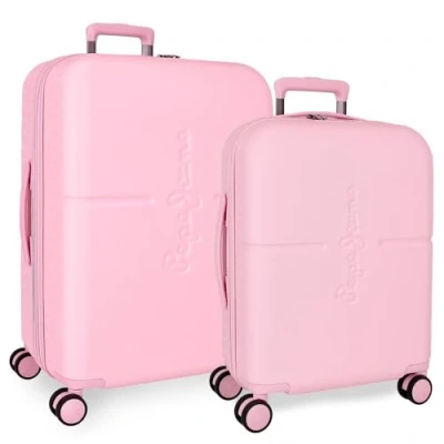 Imagen de Pepe Jeans Highlight Juego de Maletas Rosa 55/70 cms Rígida ABS Cierre TSA Integrado 116L 7,54 kgs 4 Ruedas Dobles Equipaje Mano by Joumma Bags