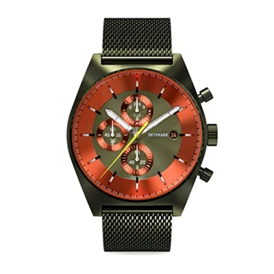 Imagen de DeTomaso D10 Reloj de Pulsera analógico para hombre, cronógrafo, color verde oliva y naranja, oliva,