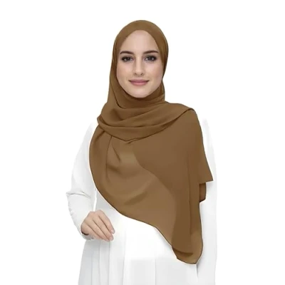 Imagen de Lina &amp; Lily Hijab para Mujer Musulmana, Tela Premium Chifón Ligero y Fluido (Café)