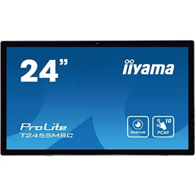 Imagen de iiyama T2455MSC B1 24&quot; IPS Bonded PCAP 10P Táctil, 1920x1080, Flat Bezel Free Glass Front, HDMI, Displayport, 360cd/m², USB Hub 2X 3.2, Altavoces, Cámara Web incorporada &amp; Micrófono, Bookstand