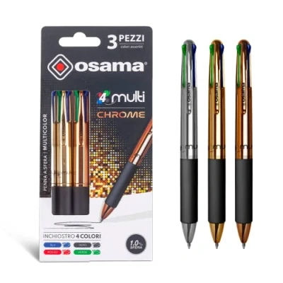 Imagen de Osama 4 Multi Bolis de Colores, 3 Piezas, Boligrafo Multicolor Punta 1.0 mm con Tinta Negra, Azul, Roja y Verde Boli Colores para Material Escolar Papeleria, Boligrafos Oficina
