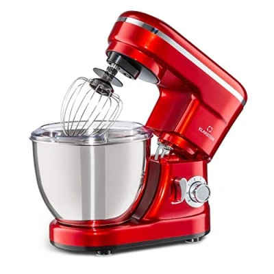 Imagen de Klarstein Bella robot de cocina multifunción amasadora con 1200 W, 6 niveles velocidad, acero inoxidable, función pulso, sistema rotación planetaria, 3 accesorios mezcla, rojo