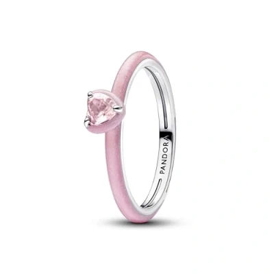 Imagen de PANDORA Anillo de Plata para mujer con forma corazón chakra rosa 193088C02, 58/18,5, ley, Cristal.