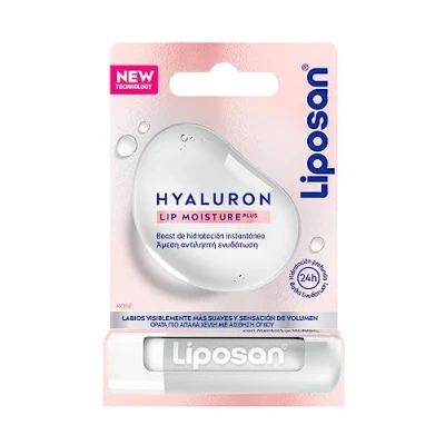 Imagen de Liposan Hyaluron Plus (1 x 5,2 g), bálsamo labial con ácido hialurónico, cacao de labios boost hidratación instantáneo, hidratante para unos suaves, tono rosé