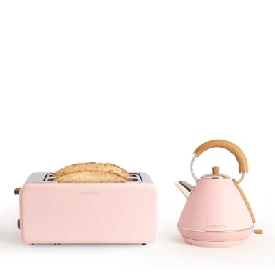 Imagen de CREATE/PACK TOAST RETRO XL + KETTLE L/Tostadora de pan rosa pastel con hervidor agua pastel/Hervidor 1,7 L