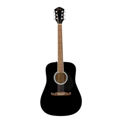 Imagen de Fender FA 125 Dreadnought Guitarra Acústica, Diapasón de Nogal, Negro, con Estuche Transporte