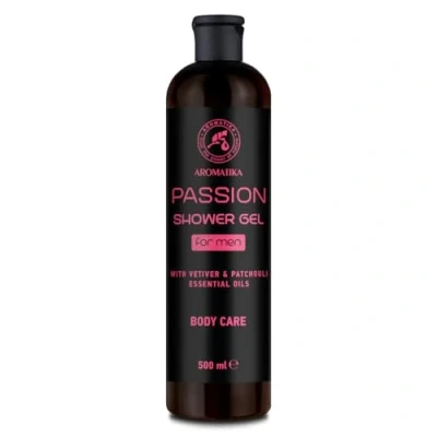 Imagen de Gel de Ducha Passion 500ml para Hombre con Aceite Esencial Vetiver &amp; Pachulí Aroma Masculino Cuidado la Piel Limpieza y Fragancia Fresca