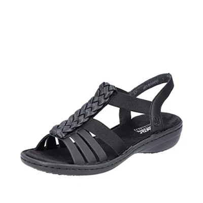 Imagen de Rieker 60809, Sandalia Mujer, Negro, 40 EU