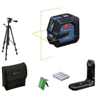 Imagen de Bosch Professional Nivel láser GLL 20 22 G (soporte LB 10, verde, uso en interiores, doble fuente de alimentación, 4 pilas LR6 1,5 V, bolsa protectora, trípode BT 150)