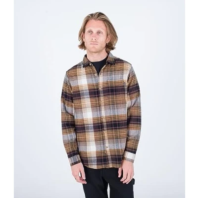 Imagen de Hurley Portland Organic Flannel SS Camisa, Golden Doodle, XL para Hombre