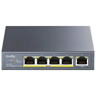 Imagen de Cudy GS1005P Switch PoE+ 5 Puertos Gigabit Ethernet 10/100/1000 Mbps,60 W, 4 PoE+, 802.3af/at, Unmanaged Plug &amp; Play