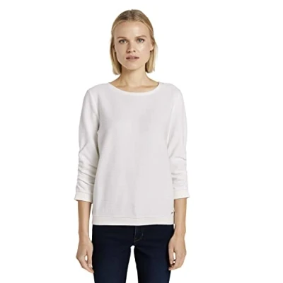 Imagen de TOM TAILOR Denim 1021114 Sudadera con estampado para Mujer, Blanco (10332 Off White), M