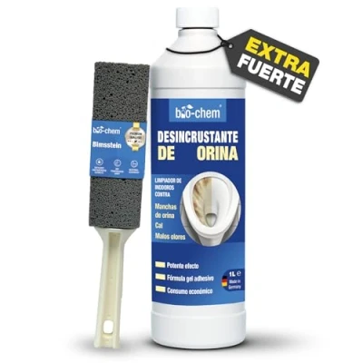 Imagen de bio chem Desengrasante anticalcáreo eficaz para el baño 1L + piedra pomez Desincrustante inodoro gel wc Producto de limpieza hogar Potentes productos