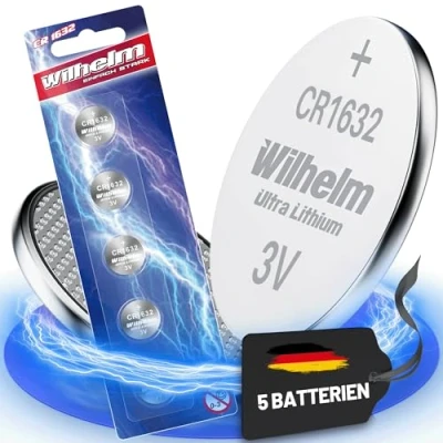 Imagen de 5 pilas de botón CR1632 CR 1632 Wilhelm, 3 V, 140 mAh, diámetro 16 x 3,2 mm, DL1632