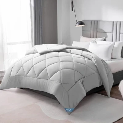 Imagen de WAVVE Edredón Acolchado 240x260 cm, Edredon Cama 180/200, Relleno Nórdico 300 gr/m² en 100% Microfibra (260x240 Gris Claro)