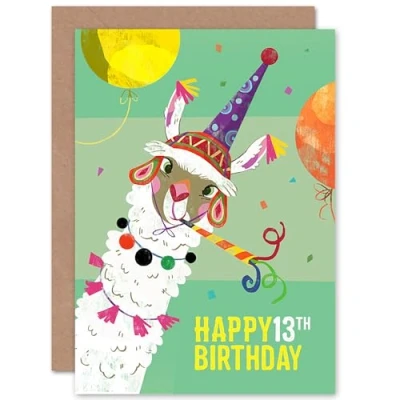 Imagen de Wee Blue Coo Tarjeta de felicitación cumpleaños número 13 con diseño llamas