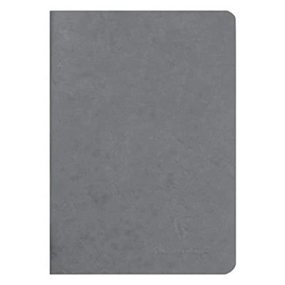 Imagen de Clairefontaine 733105C Collection Age Bag Un Carnet Agrafé Gris A5 14,8x21 cm 96 Pages Unies Blanches Papier 90 g Couverture Carte Lustrée Grain Cuir