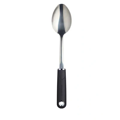 Imagen de KitchenCraft MasterClass Cuchara de Cocina con Mango Ergonómico y Cabeza Acero Inoxidable, 33.5 cm Negro Plata