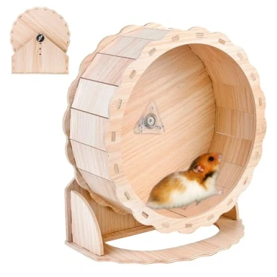 Imagen de Nizirioo Rueda De Ejercicio para Hámster 26cm Silenciosa, Madera Ruedas Hamster Correr Jerbos Chinchillas Mascotas Pequeñas