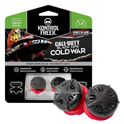 Imagen de KontrolFreek Call of Duty: Black Ops Cold War para Xbox One y Series X/S Performance Thumbsticks 2 Alturas elevadas, convexo Negro/Rojo.
