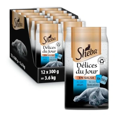 Imagen de Sheba Délices du Jour Comida húmeda para Gatos, Sabor Pescado, Multipack (Pack de 12 x 6 bolsitas 50g)