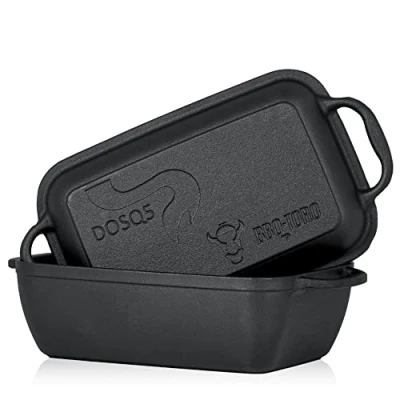 Imagen de BBQ Toro Molde para Pan de Hierro Fundido con Tapa 2 en 1 Olla + Sartén Rectangular Horno 4,5 litros Cazuela Barbacoa Holandés