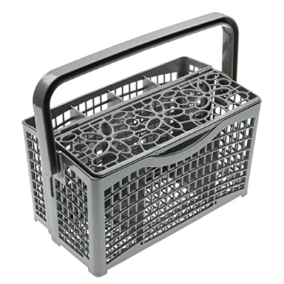 Imagen de vhbw Cesta de cubiertos universal para la bandeja inferior lavavajillas por ej. Miele, Bosch, Siemens 23 x 13cm, divisible, decoración floral
