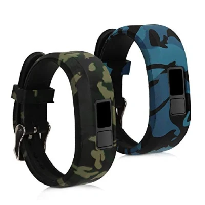 Imagen de kwmobile 2x Pulseras compatible con Garmin Vivofit jr. / 2 de silicona para fitness tracker camouflage