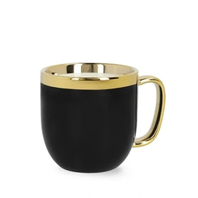 Imagen de HOMLA Sinnes Taza con adornos dorados (0,28 L, porcelana, pintada, dorada), color negro y dorado