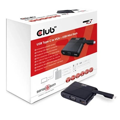 Imagen de Club3d Mini Dock Usb Type C To Vga + Usb3.0 Charging Bases Y Replicadores De Puertos